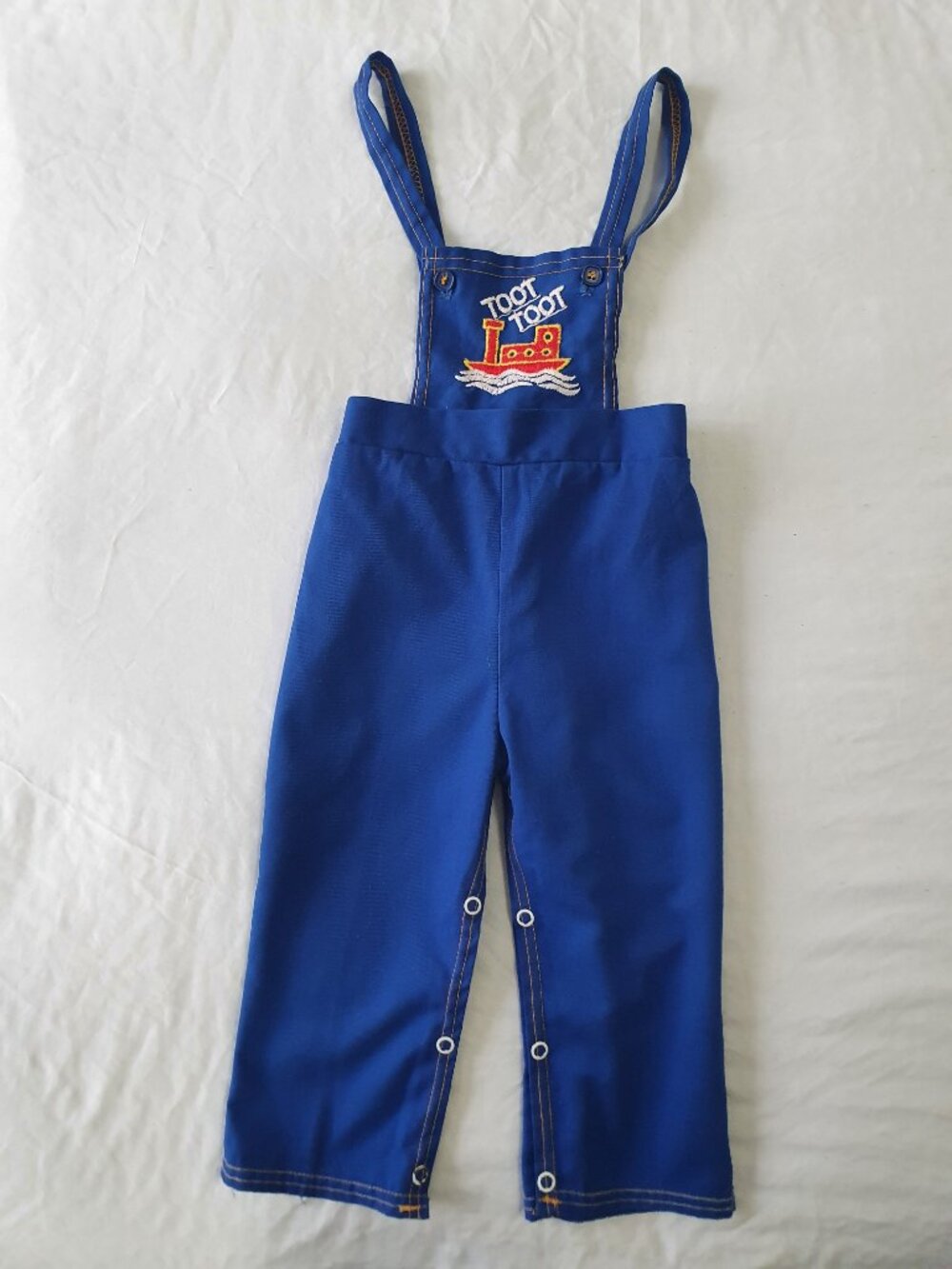 Vintage Rhino Togs Toddler Boy Blue Tugboat Overalls - 24M Made In Canada
